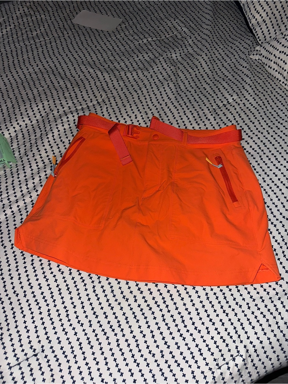 Outdoor Voices Bright Orange Athletic Skirt with Zip Pocket